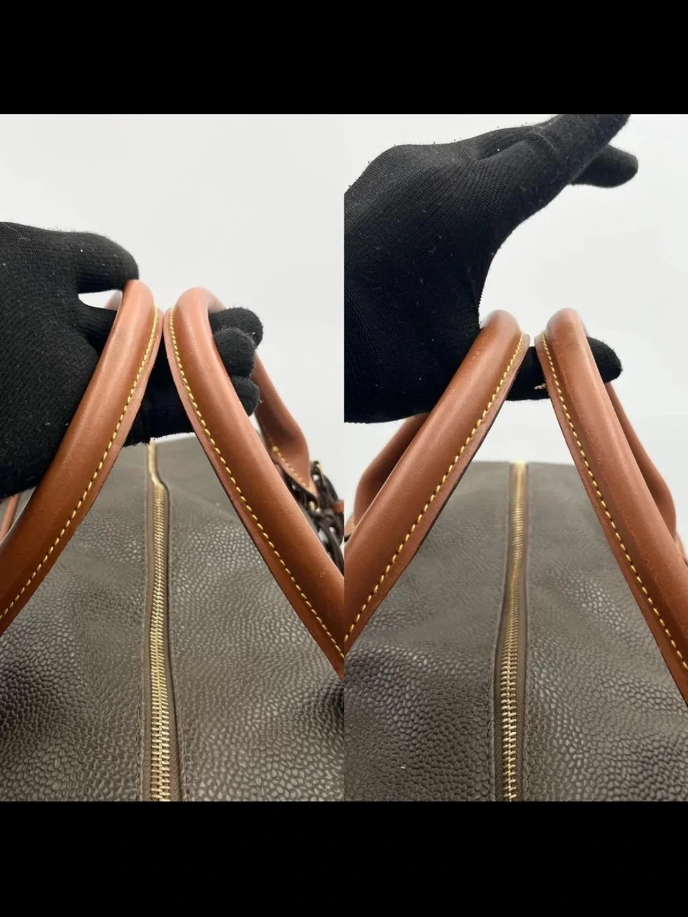 Mulberry Brown Pebbled Leather Briefcase with Tan Trim
